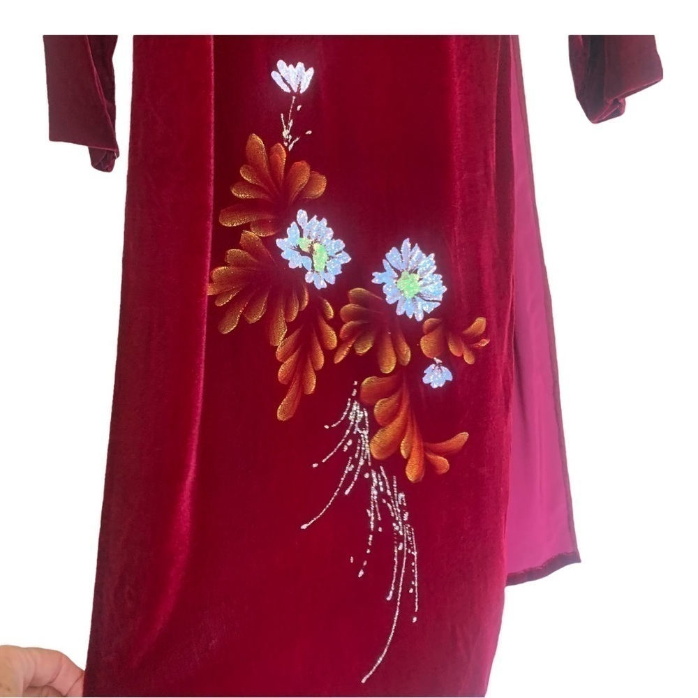 1990’s Velveteen cheongsam cocktail over dress - Picture 4 of 16